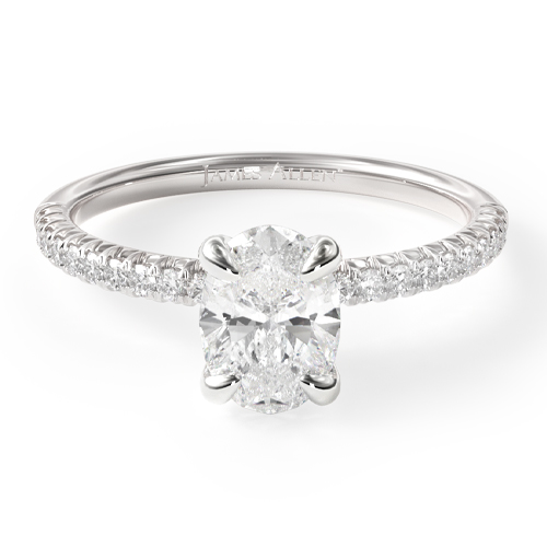 14K White Gold Petite Pavé Engagement Ring