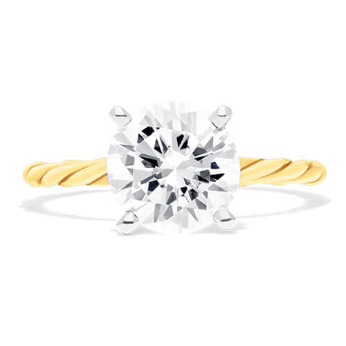 14K Yellow Gold Cable Solitaire Engagement Ring