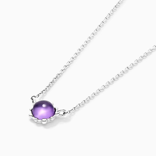 14K White Gold Beaded Amethyst Necklace