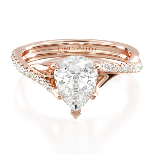 14K Rose Gold Bypass Pavé Kite-Set Engagement Ring