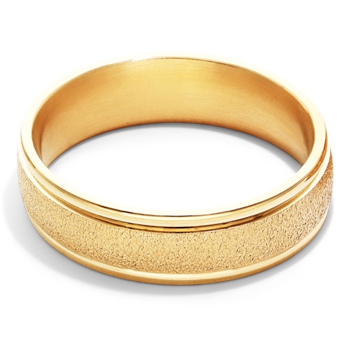 18K Yellow Gold 6mm Wire Finish Comfort Fit Wedding Band