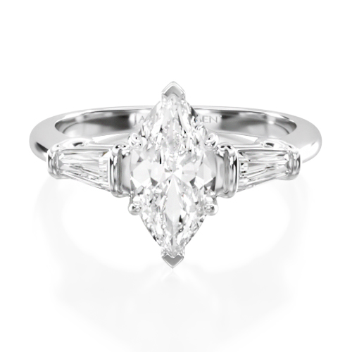 14K White Gold Tapered Baguette Diamond Engagement Ring