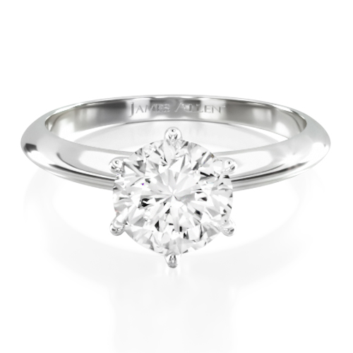 14K White Gold Six Prong Knife Edged Solitaire Engagement Ring