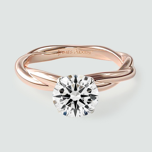 14K Rose Gold Rope Solitaire Engagement Ring