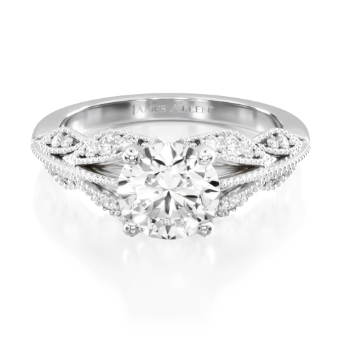 14K White Gold Vintage Inspired Floral Bouquet Engagement Ring