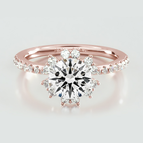 14K Rose Gold Aureola Diamond Halo Engagement Ring