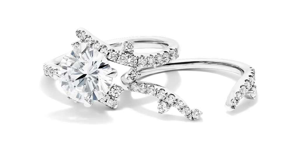 14K White Gold Blossom Tree Diamond Engagement Ring