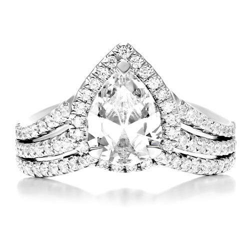 14K White Gold Cascade Diamond Engagement Ring