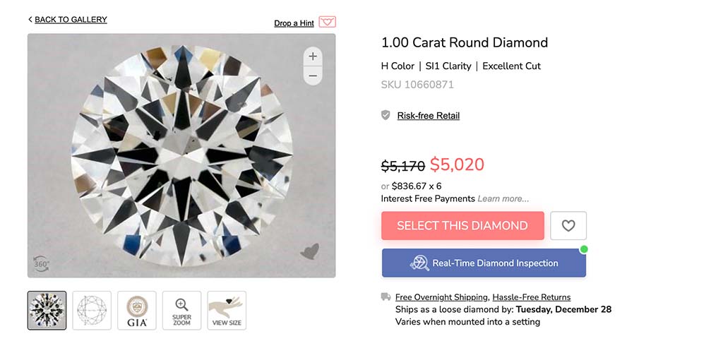 How to pick a diamond on JamesAllen.com 