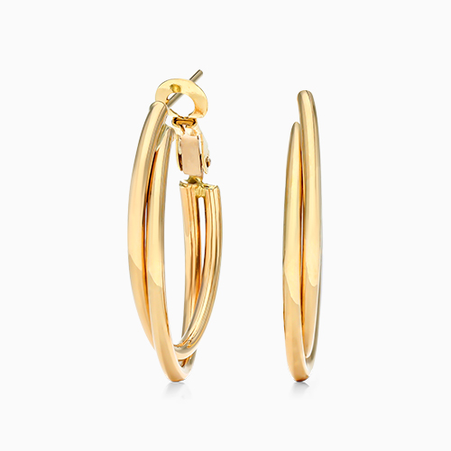 14K Yellow Gold Intertwined Oval Hoop Earrings