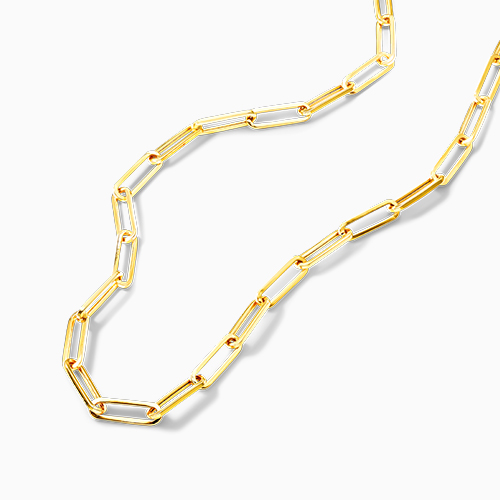 14K Yellow Gold 3.9mm Paper Clip Chain Necklace