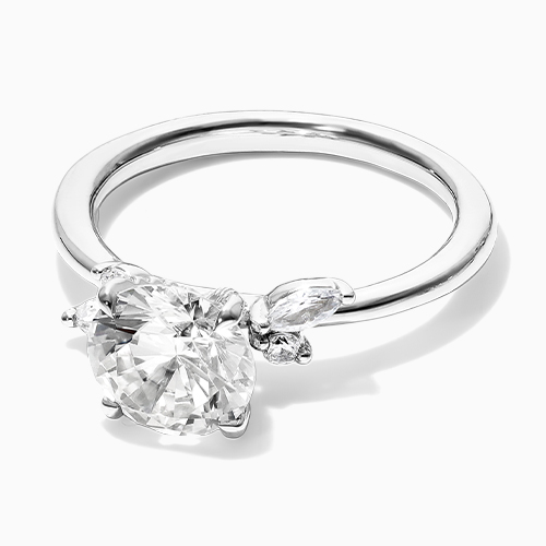 14K White Gold Marquise Diamond Accents Pave Basket Engagement Ring
