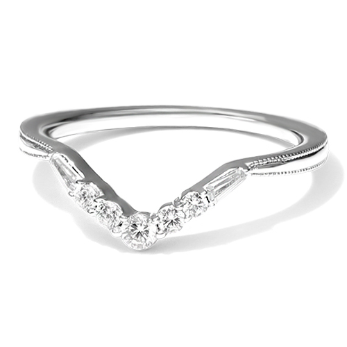 14K White Gold Vintage Glamour Frame Diamond Wedding Ring