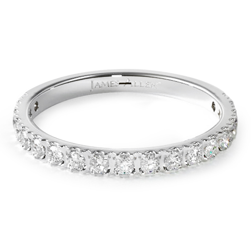 14K White Gold Art-Nouveau Pavé Set Diamond Wedding Ring 