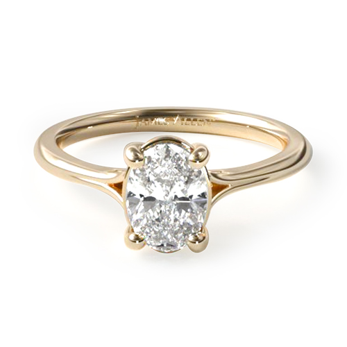 14K Yellow Gold Classic Split Shank Solitaire Diamond Engagement Ring