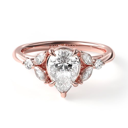 14K Rose Gold Laurel Leaves Diamond Engagement Ring