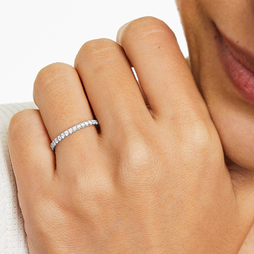 14K White Gold Micropavé Diamond Ring 