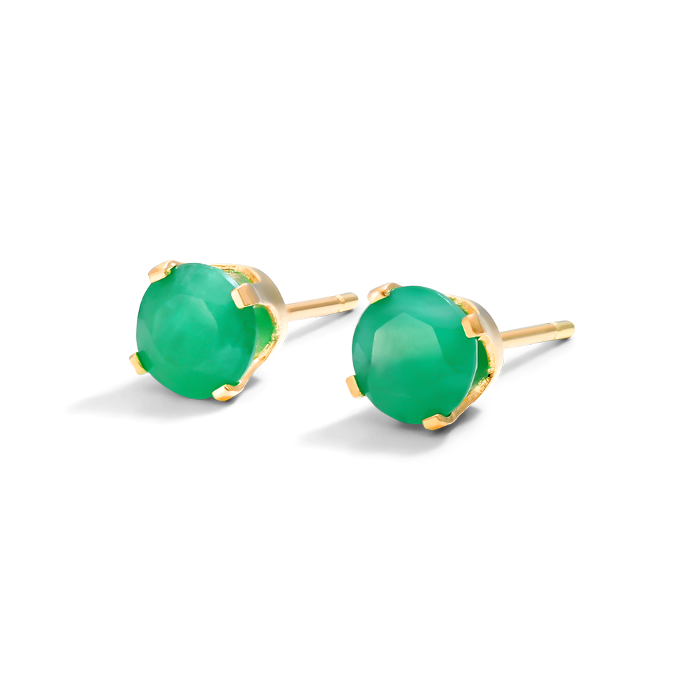 14K Yellow Gold Emerald Birthstone Earrings