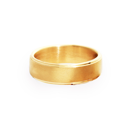 14K Yellow Gold 6.5mm Comfort Fit Satin Center With High Polished Drop Edge Ring