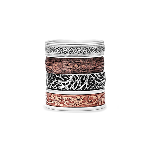 Platinum And Rose Gold Vintage Script Band