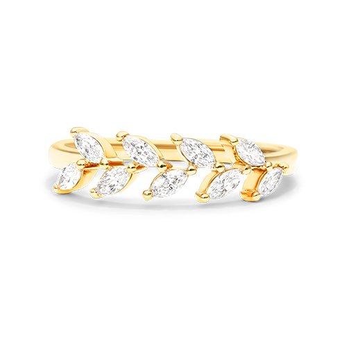 14K White Gold Barley Marquise Diamond Ring