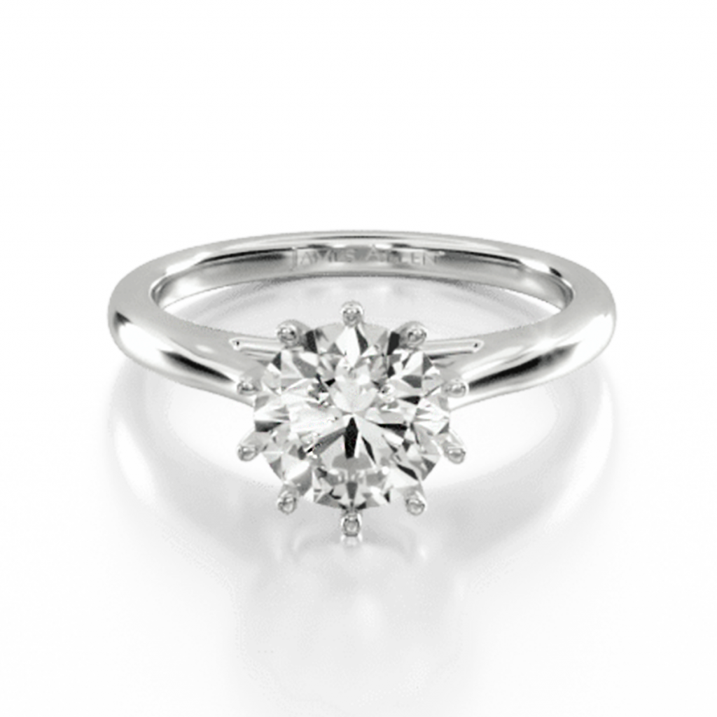 14K White Gold Ten Prong Solitaire Engagement Ring