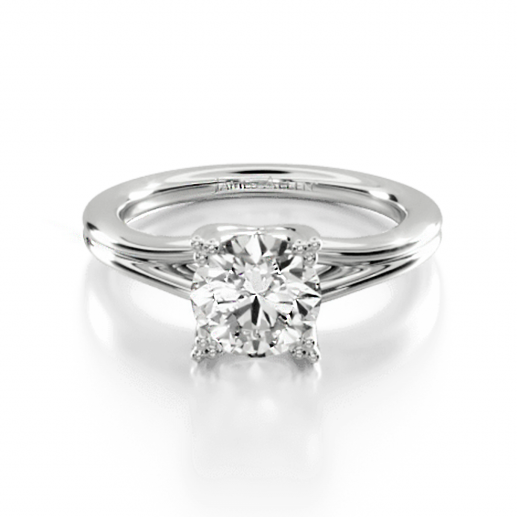 14K White Gold Woven Solitaire Engagement Ring