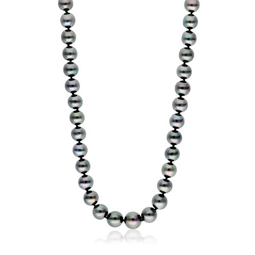 14K White Gold Graduated Tahitian Cultured Pearl Ball Clasp 18 Necklace (10-12 Mm)