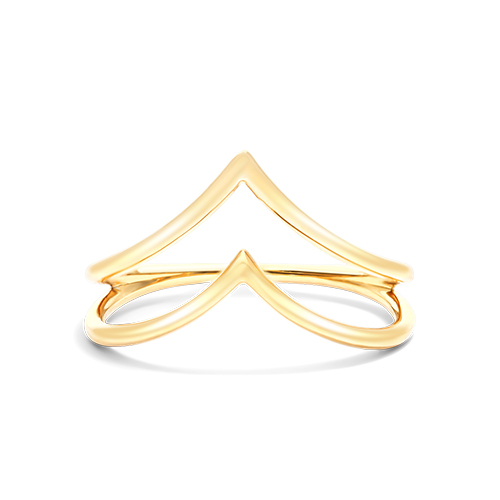 14K Yellow Gold Double Crest Ring