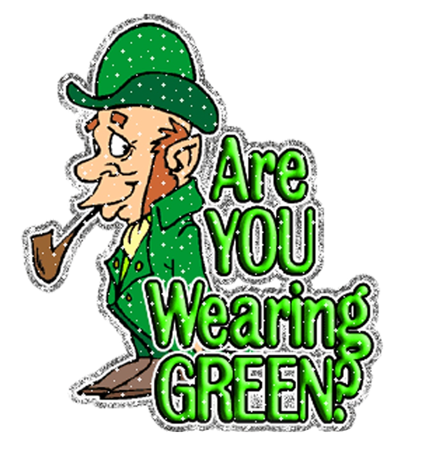 Leprechaun asking are you wearing green?
