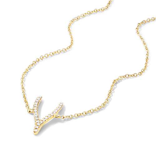 14K White Gold Diamond Wishbone Chain Bracelet