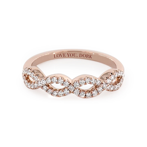 14K Rose Gold Pavé Knife Edge Cathedral Diamond Wedding Ring