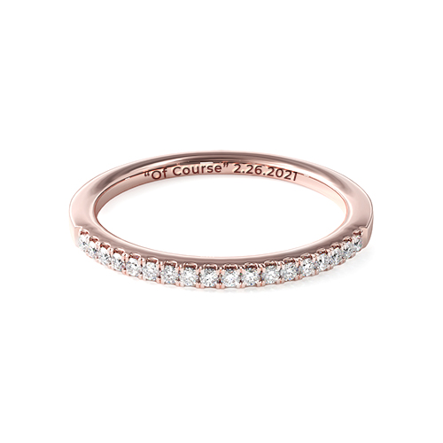 14K Rose Gold Slightly Curved Round Diamond Wedding Ring