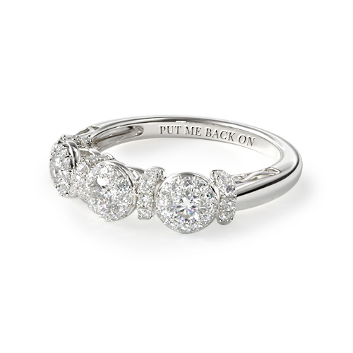 Platinum Three Stone Sunburst Wedding Ring