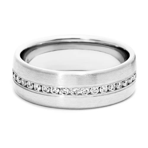 14K White Gold 8mm Comfort-Fit Channel Set Diamond Band
