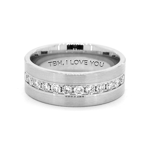 Platinum 8mm Satin Finish Channel Set Diamond Band