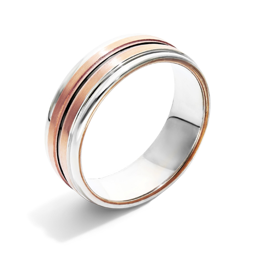 14K White Gold 7MM Centric Two Tone Brushed Band