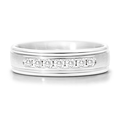 14K White Gold 6mm Channel Set Diamond Wedding Ring
