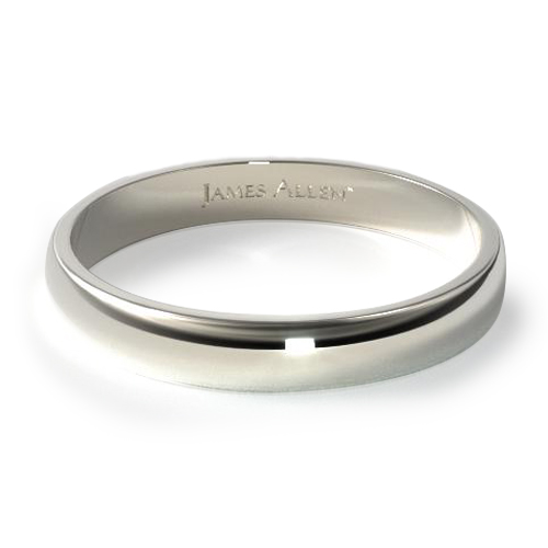 14K White Gold 4mm Traditional Slightly Curved Wedding Ring
