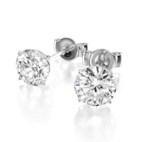 14K White Gold Four Prong Round Brilliant Lab Created Diamond Stud Earrings (1.00 CTW - F-G / VS2-SI1)