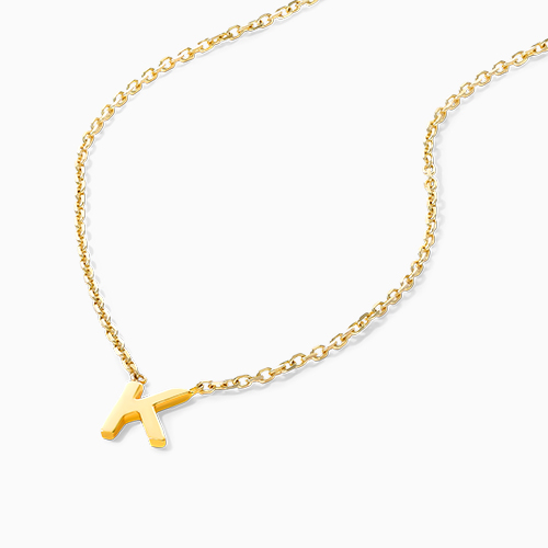 14K Yellow Gold Mini Initial K Necklace