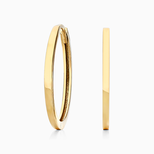 14K Yellow Gold Square Tube Hoop Earrings