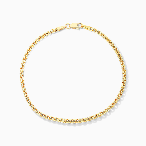 14K Yellow Gold Solid Round Box Chain Bracelet