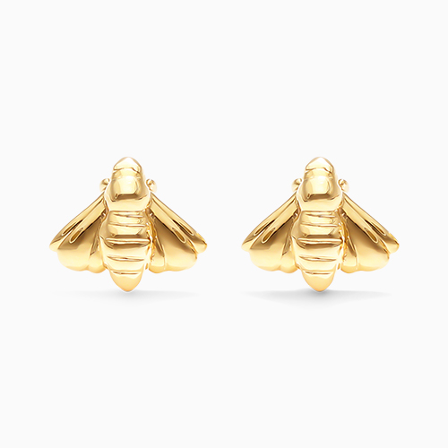 14K Yellow Gold Bee Stud Earrings
