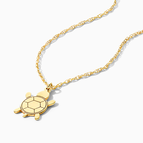 14K Yellow Gold Mini Turtle Necklace