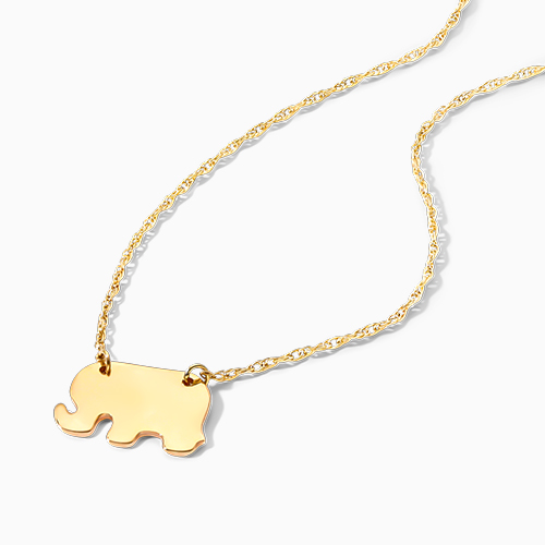 14K Yellow Gold Mini Elephant Necklace