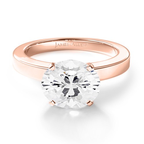 14K Rose Gold Flat Edged Diamond Solitaire Engagement Ring