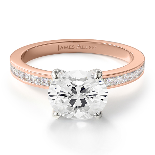 14K Rose Gold Channel Set Princess Cut Diamond Engagement Ring