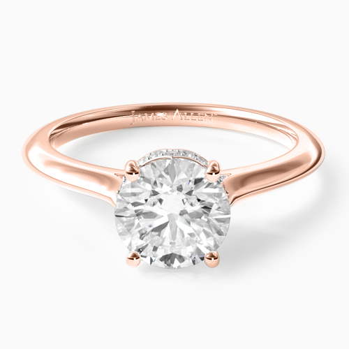 14K Rose Gold Pavé Adorned Cathedral Engagement Ring