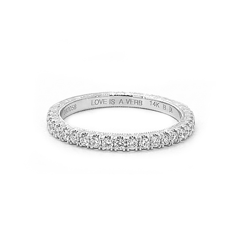 14K White Gold Ladies 1.00CTW.* Angled Common Prong Diamond Eternity Ring